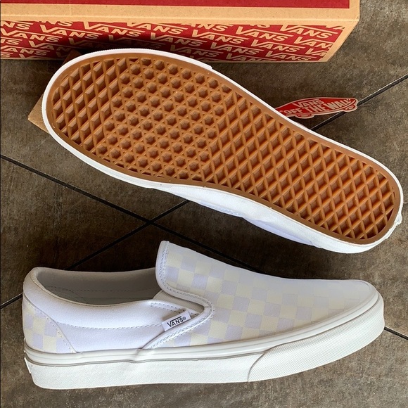 VANS CLASSIC SLIP ON CHECKERBOARD TRUE WHITE MENS - Picture 12 of 16